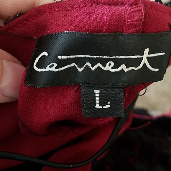 Cement Women’s Spaghetti Strap Maxi Dress Black/Red Lace Formal Evening Size L - Picture 3 of 4